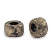 DQ Greek Ceramic beads 9mm Gold spot - Black